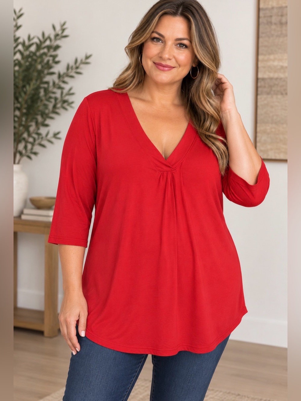 Pajamagram Women's Red V Neck Short Sleeve Shirt XXL SM 223